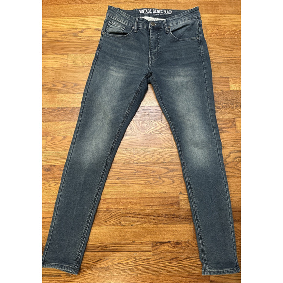 Vintage Genes Black Jeans Blue Skinny Fit 32x32 - Picture 2 of 8
